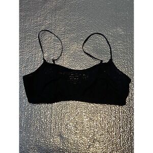 Alo Yoga mesh Black Bra W9514R Adjustable Spaghetti Strap Bralette Womens S